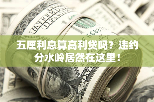 武汉五厘利息算高利贷吗？违约分水岭居然在这里！